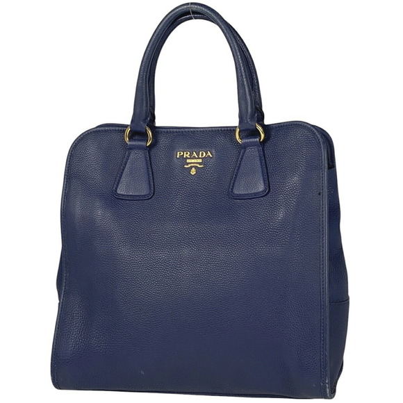 Prada Tote Bag Handbag Leather Blue - Picture 1 of 6